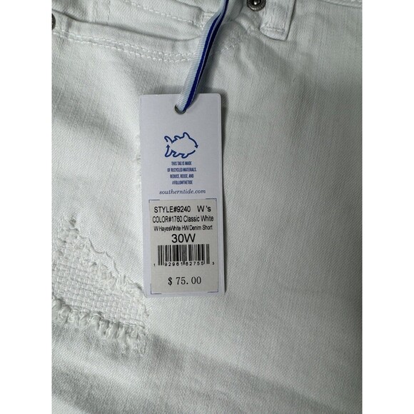 Southern TideHayes High Waisted Distressed White Denim Short,Strech,size 30 - Picture 11 of 15